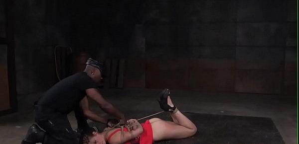  Hogtied sub dildofucked after breathplay